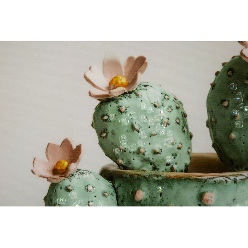 IMPRESSION SUR TOILE LAQUÉE AVEC CADRE POT DE CACTUS -C- CM 40X2,8X40