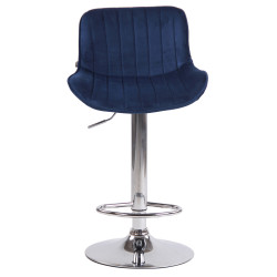 Tabouret de bar Lentini en velours chromé bleu