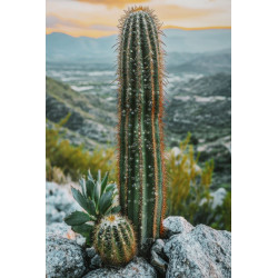 IMPRESSION SUR TOILE LAQUÉE AVEC CADRE CACTUS -A- CM 60X4X90