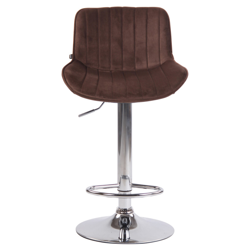 Tabouret de bar Lentini en velours chromé brun