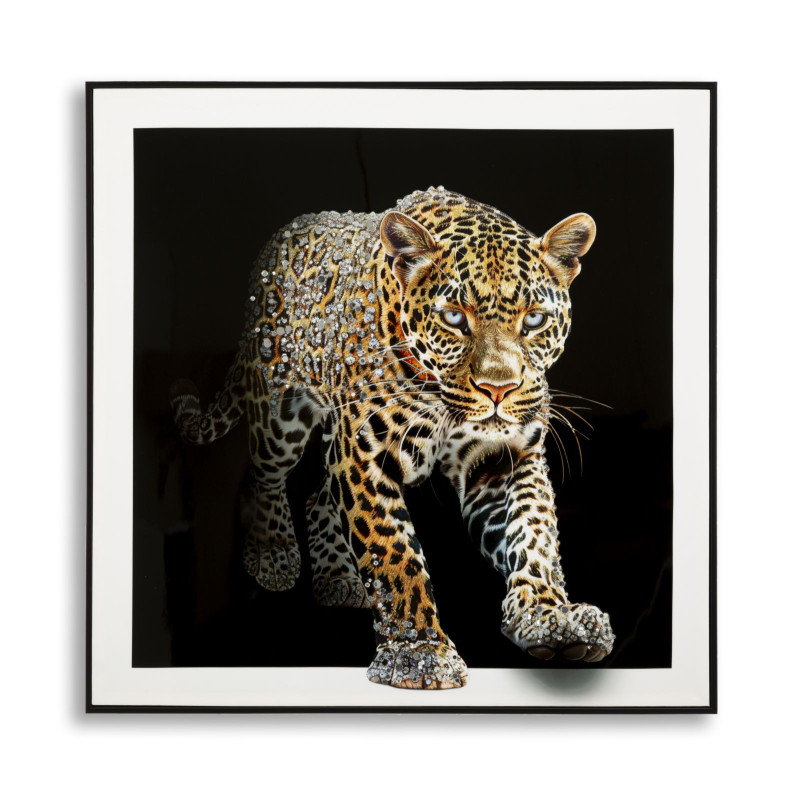 PEINTURE SUR TOILE LAQUÉE JAGUAR AVEC CADRE -A- CM 82X4X82