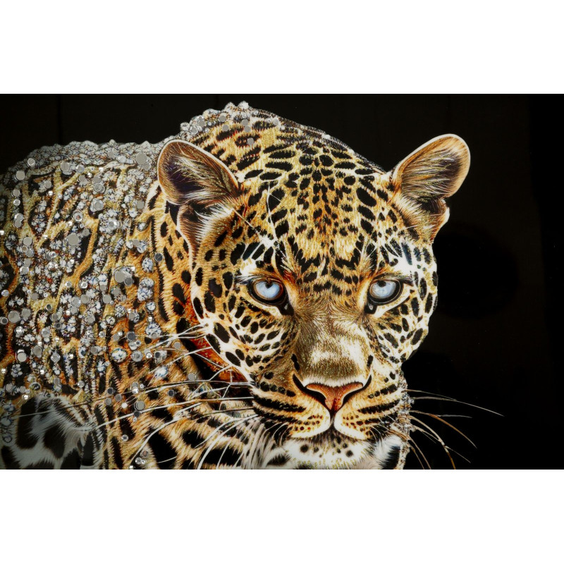 PEINTURE SUR TOILE LAQUÉE JAGUAR AVEC CADRE -A- CM 82X4X82