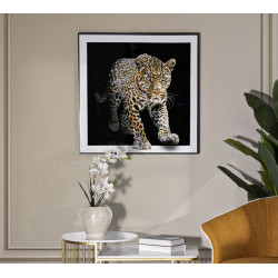 PEINTURE SUR TOILE LAQUÉE JAGUAR AVEC CADRE -A- CM 82X4X82