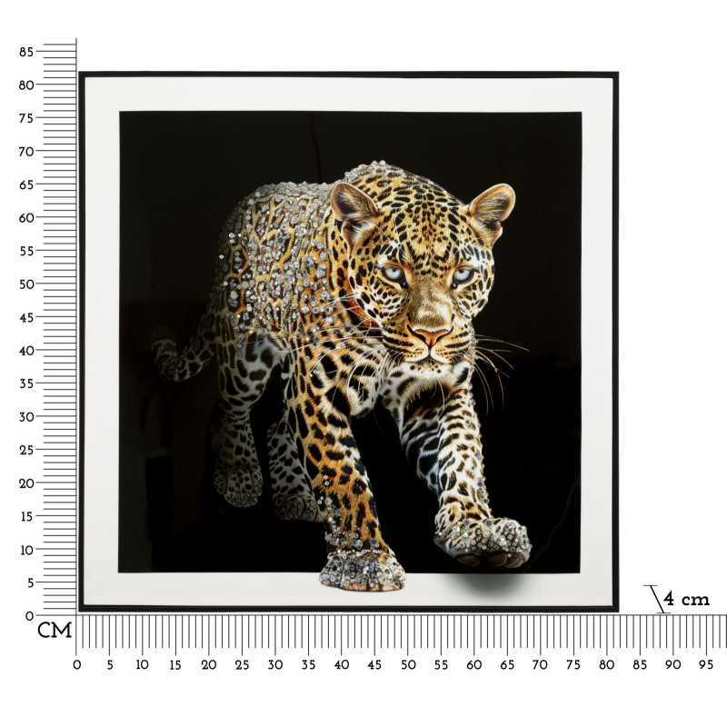 PEINTURE SUR TOILE LAQUÉE JAGUAR AVEC CADRE -A- CM 82X4X82