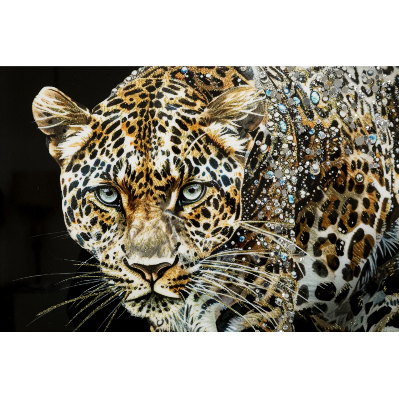 PEINTURE SUR TOILE LAQUÉE JAGUAR AVEC CADRE -B- CM 82X4X82