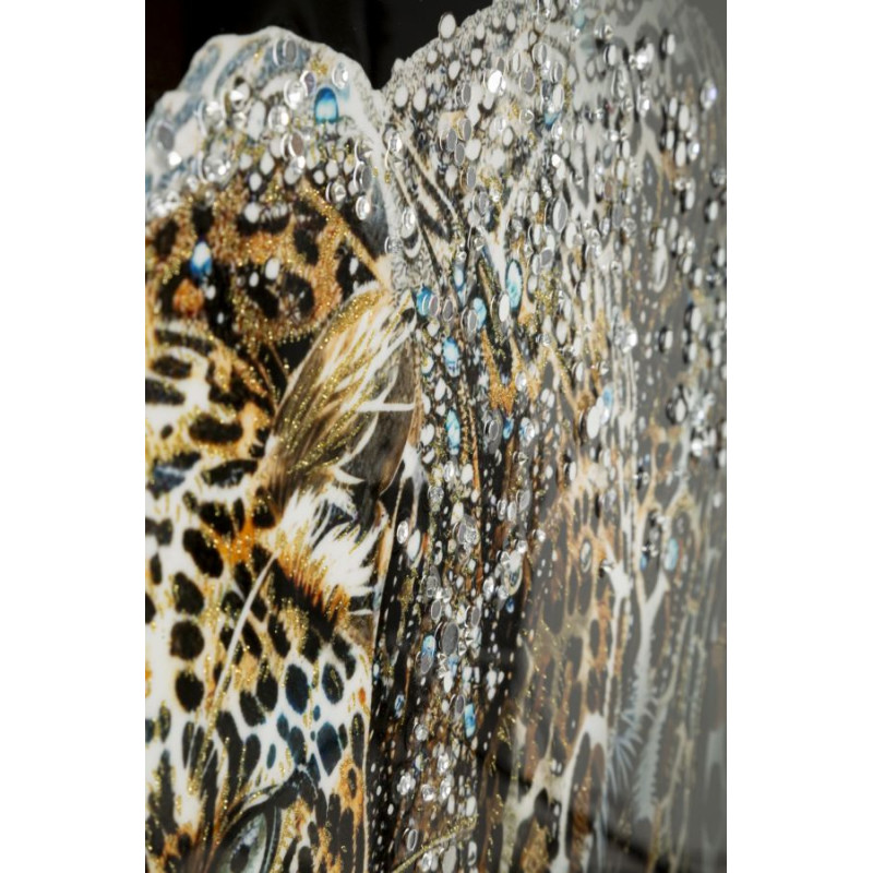 PEINTURE SUR TOILE LAQUÉE JAGUAR AVEC CADRE -B- CM 82X4X82