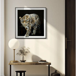 PEINTURE SUR TOILE LAQUÉE JAGUAR AVEC CADRE -B- CM 82X4X82