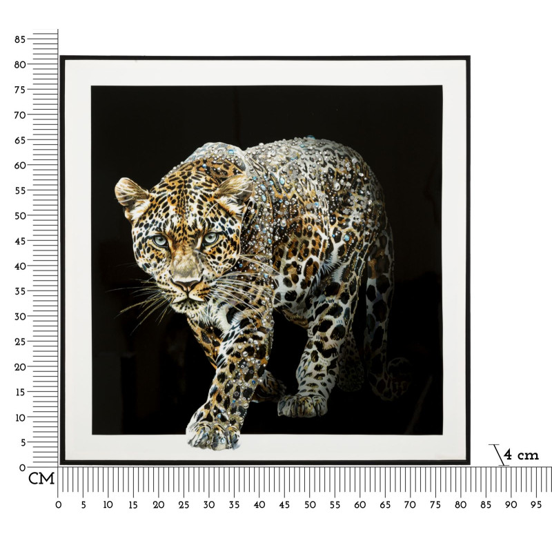 PEINTURE SUR TOILE LAQUÉE JAGUAR AVEC CADRE -B- CM 82X4X82
