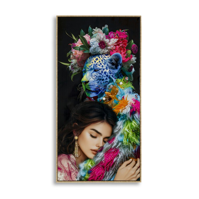 PEINTURE SUR TOILE LAQUÉE MOIRA AVEC CADRE -B- CM 52X4X102