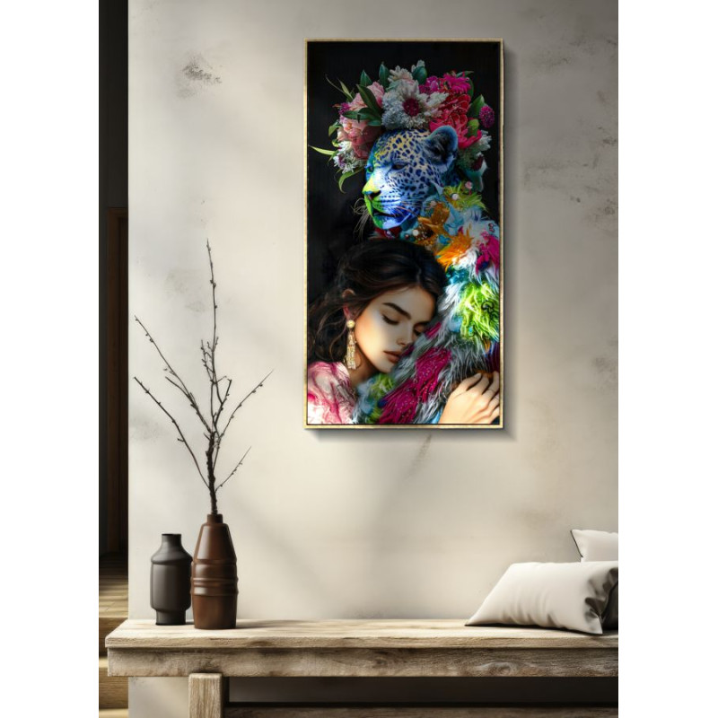 PEINTURE SUR TOILE LAQUÉE MOIRA AVEC CADRE -B- CM 52X4X102