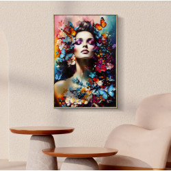 PEINTURE SUR TOILE LAQUÉE MARTY AVEC CADRE -A- CM 62X4X92