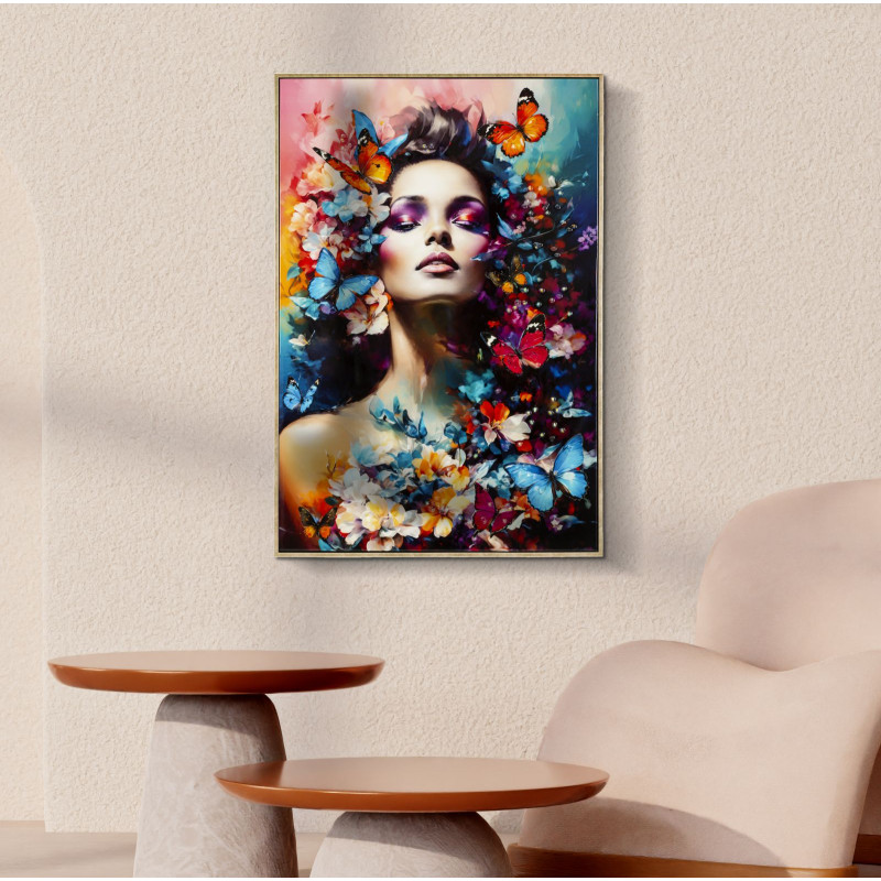 PEINTURE SUR TOILE LAQUÉE MARTY AVEC CADRE -A- CM 62X4X92