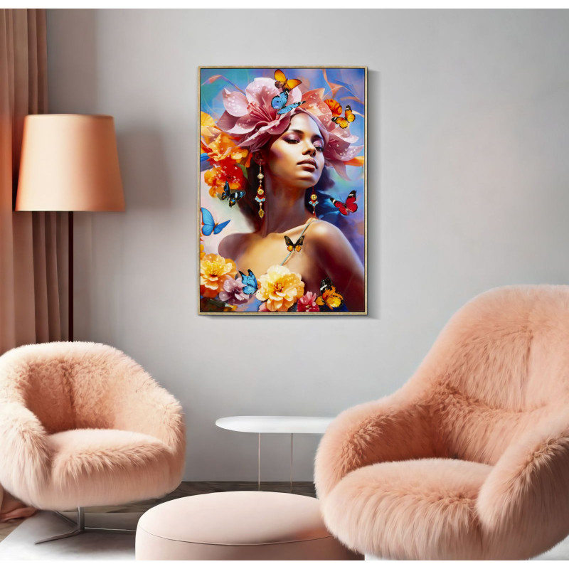 PEINTURE SUR TOILE LAQUÉE MARTY AVEC CADRE -B- CM 62X4X92