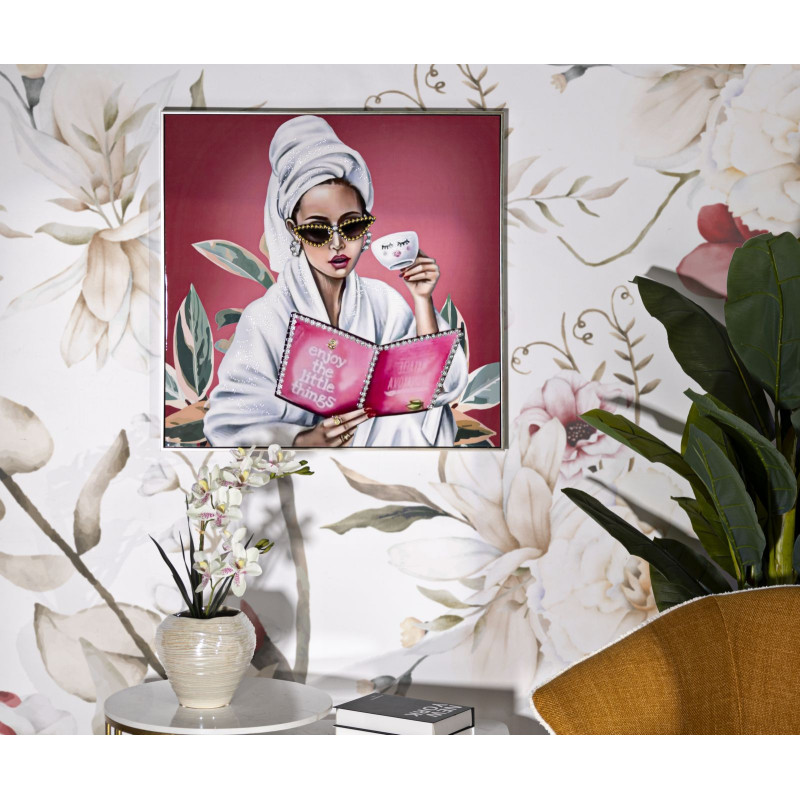 PEINTURE SUR TOILE LAQUÉE SPA DE LUXE AVEC CADRE -A- CM 82X4X82