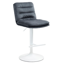 Tabouret de bar Damar velours blanc gris foncé