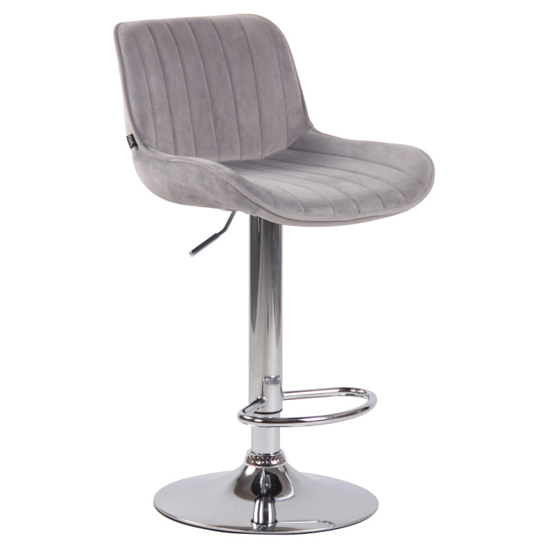 Tabouret de bar Lentini en velours chromé gris