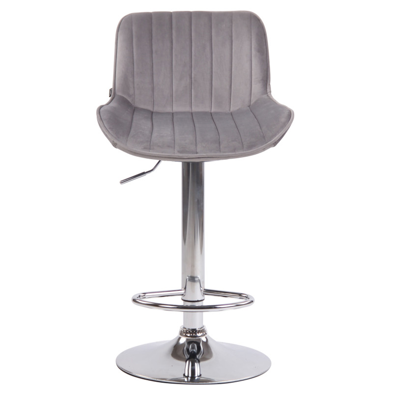 Tabouret de bar Lentini en velours chromé gris
