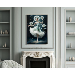 PEINTURE SUR TOILE LAQUÉE DANSANT AVEC CADRE -B- CM 72X4X102