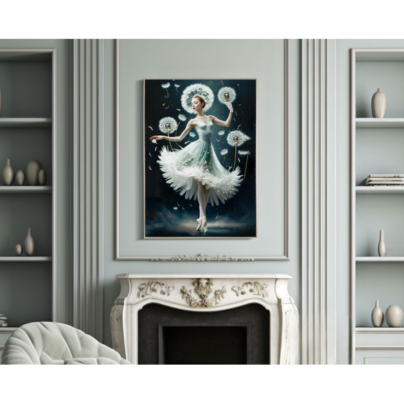 PEINTURE SUR TOILE LAQUÉE DANSANT AVEC CADRE -B- CM 72X4X102