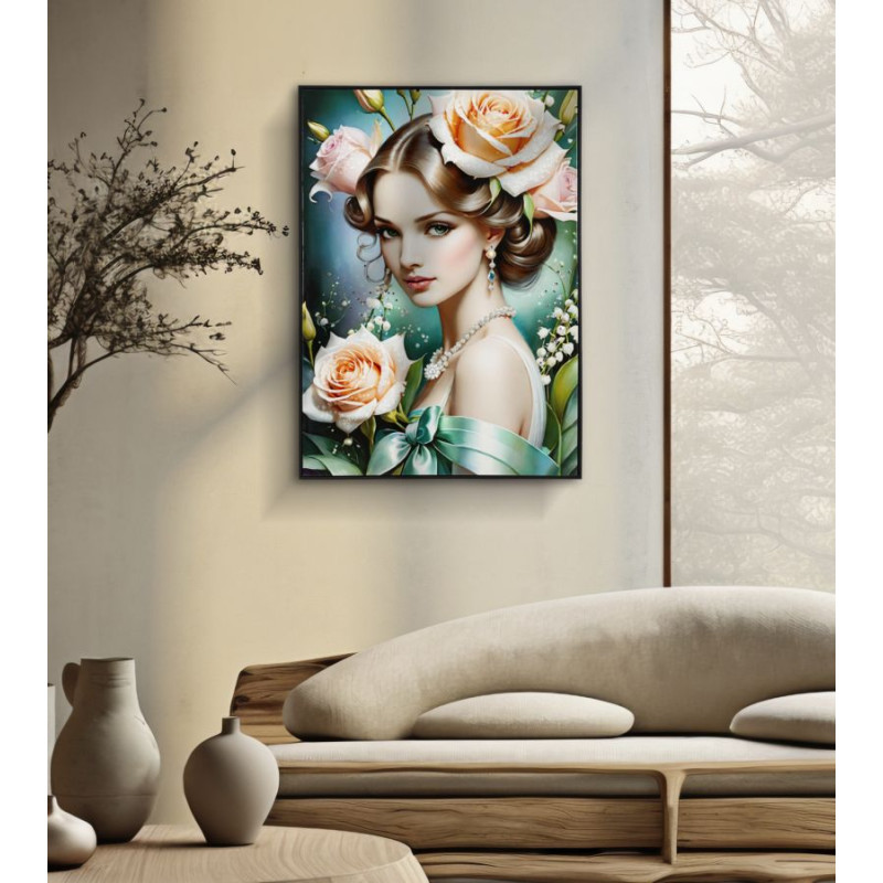 PEINTURE SUR TOILE LAQUÉE FANTAISIE AVEC CADRE -B- CM 72X4X102