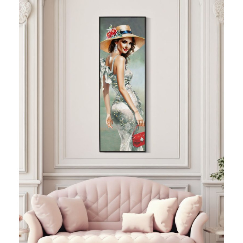 PEINTURE SUR ÉLÉGANTE TOILE LAQUÉE AVEC CADRE -A- CM 52X4,5X152