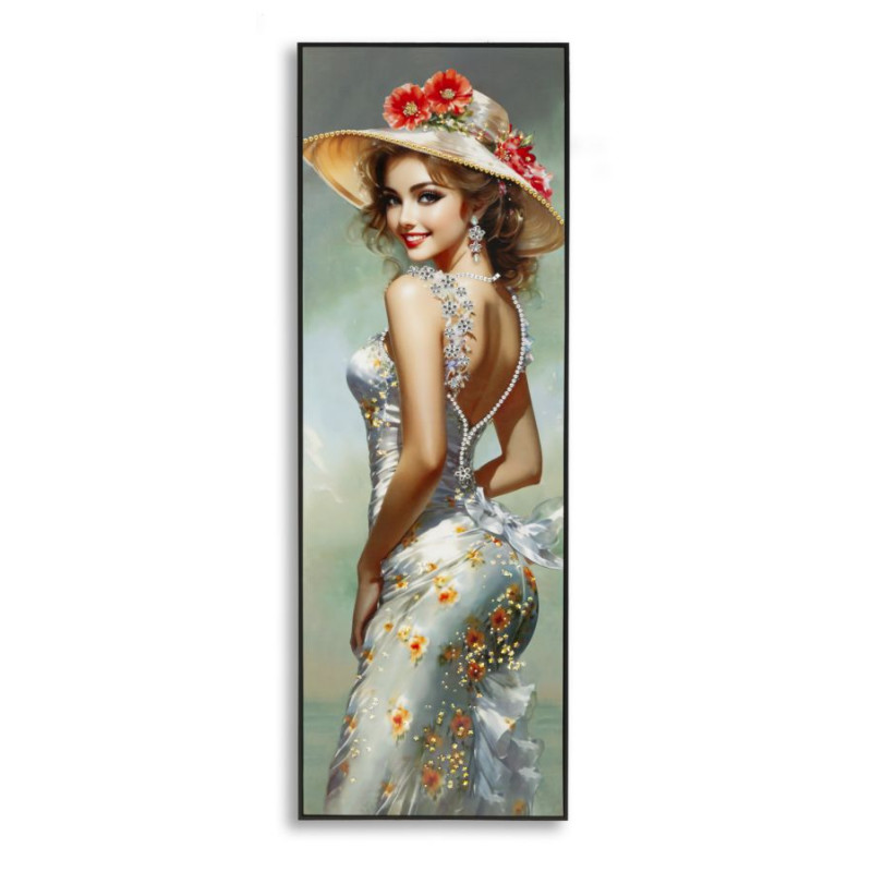 PEINTURE SUR ÉLÉGANTE TOILE LAQUÉE AVEC CADRE -B- CM 52X4,5X152