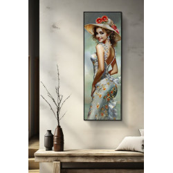 PEINTURE SUR ÉLÉGANTE TOILE LAQUÉE AVEC CADRE -B- CM 52X4,5X152