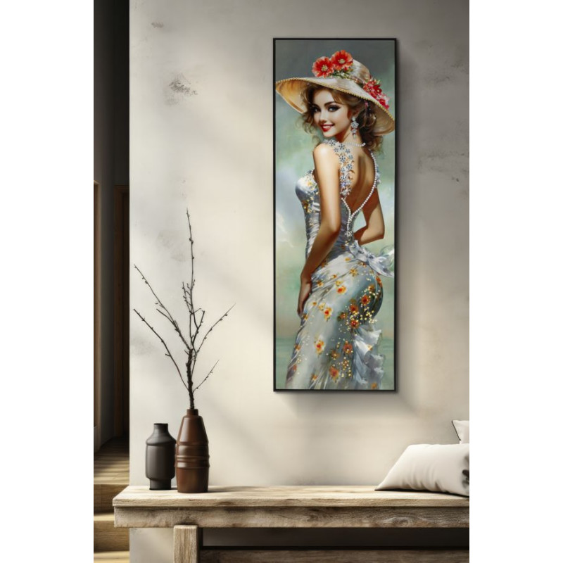 PEINTURE SUR ÉLÉGANTE TOILE LAQUÉE AVEC CADRE -B- CM 52X4,5X152