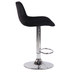 Tabouret de bar Lentini en velours chromé noir