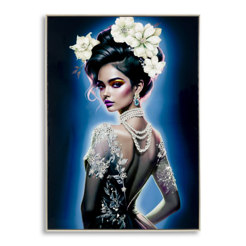 PEINTURE SUR TOILE LAQUÉE ISABEL AVEC CADRE -B- CM 72X4X102