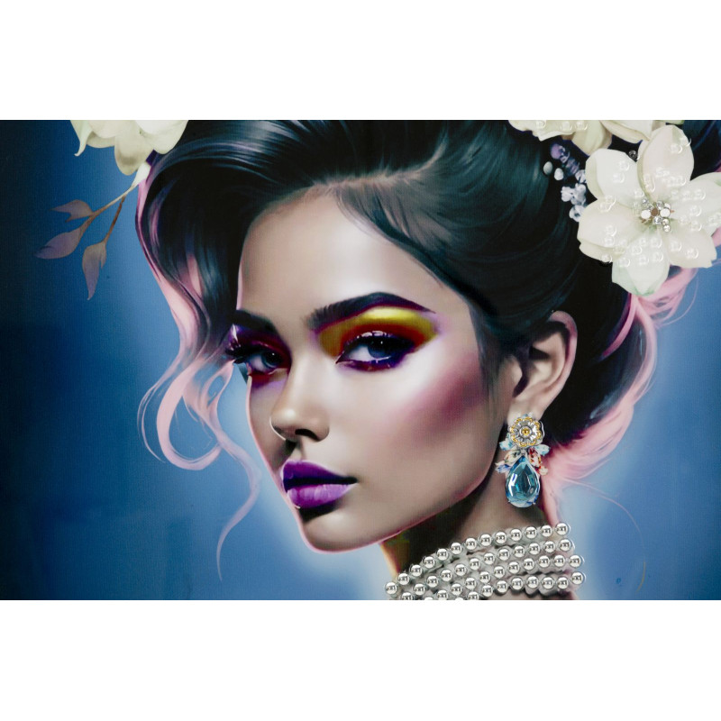 PEINTURE SUR TOILE LAQUÉE ISABEL AVEC CADRE -B- CM 72X4X102
