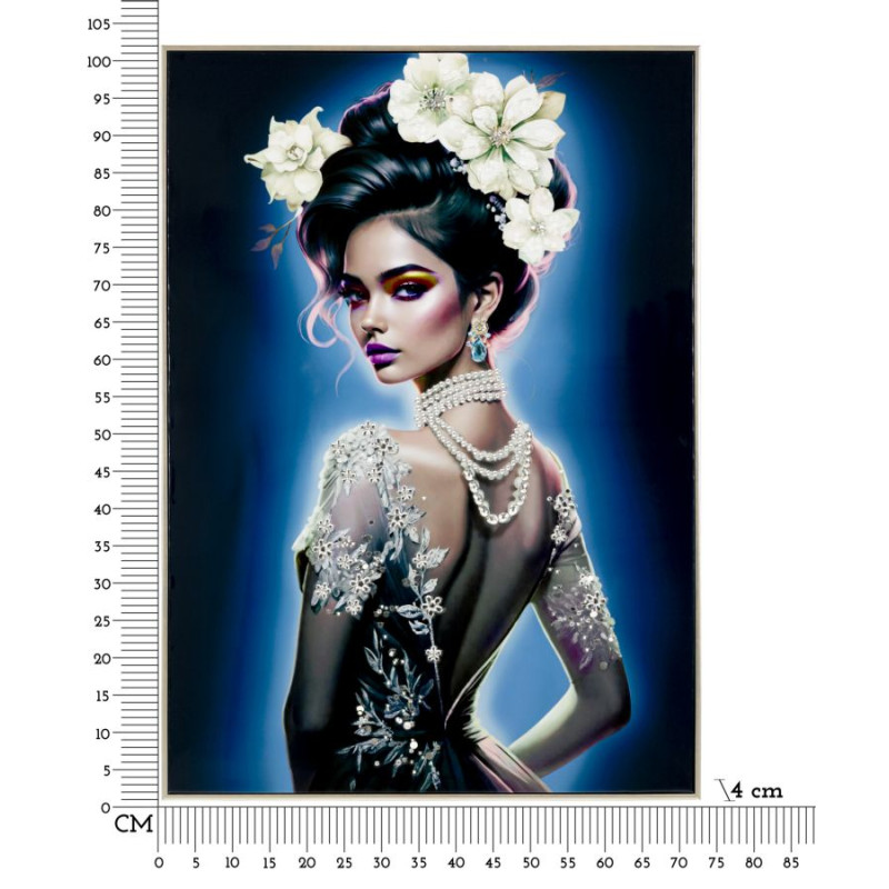 PEINTURE SUR TOILE LAQUÉE ISABEL AVEC CADRE -B- CM 72X4X102