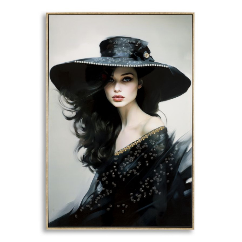 PEINTURE SUR TOILE LAQUÉE OR AVEC CADRE -A- CM 62X4X92