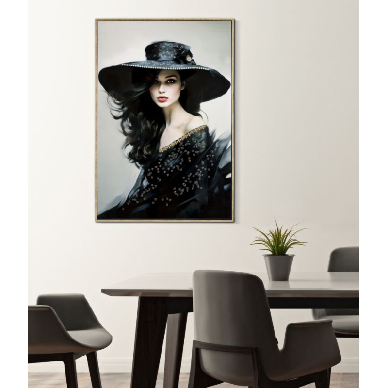 PEINTURE SUR TOILE LAQUÉE OR AVEC CADRE -A- CM 62X4X92