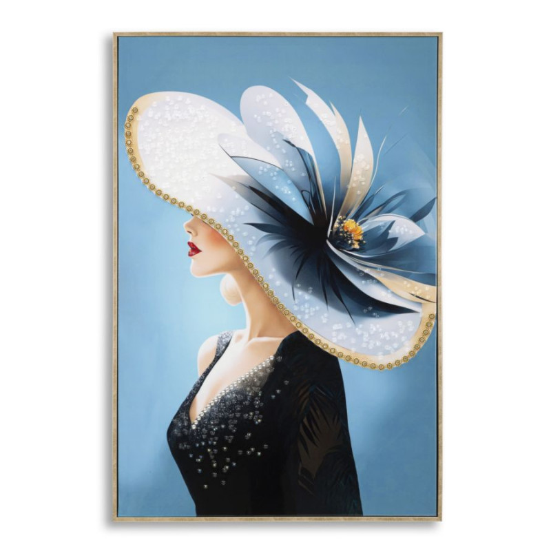PEINTURE SUR TOILE LAQUÉE DORI AVEC CADRE -B- CM 62X4X92