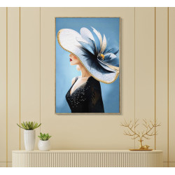 PEINTURE SUR TOILE LAQUÉE DORI AVEC CADRE -B- CM 62X4X92