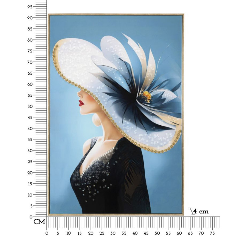 PEINTURE SUR TOILE LAQUÉE DORI AVEC CADRE -B- CM 62X4X92