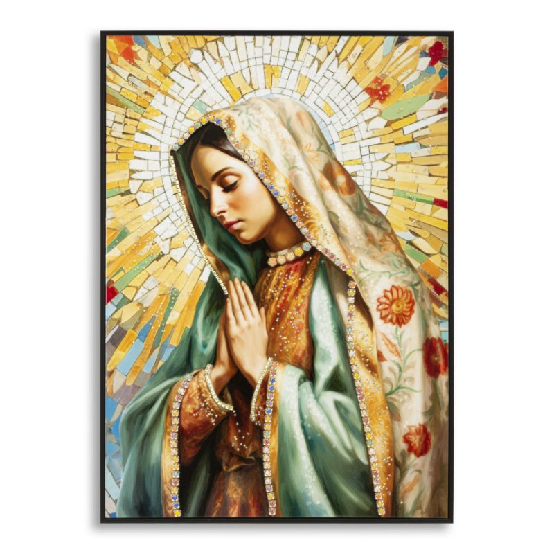 PEINTURE SUR TOILE LAQUÉE MADONNA -A- AVEC CADRE CM 72X4X102