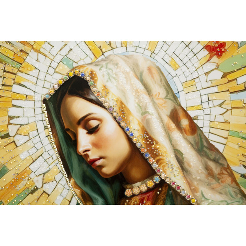 PEINTURE SUR TOILE LAQUÉE MADONNA -A- AVEC CADRE CM 72X4X102