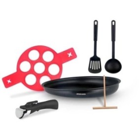 Batterie de cuisine Arthur Martin AM5563 6 pieces - Crepiere 28 cm - Aluminium - Poignée amovible - Tous feux dont induction