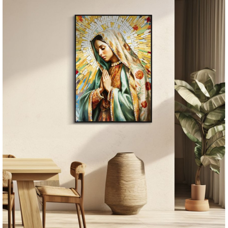 PEINTURE SUR TOILE LAQUÉE MADONNA -A- AVEC CADRE CM 72X4X102