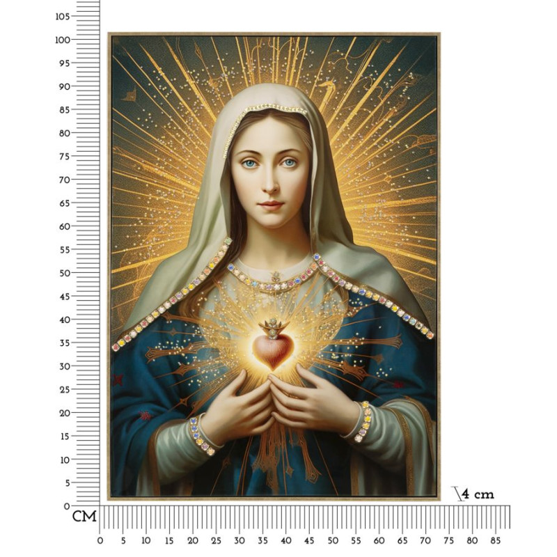 PEINTURE SUR TOILE LAQUÉE MADONE -N- AVEC CADRE CM 72X4X102