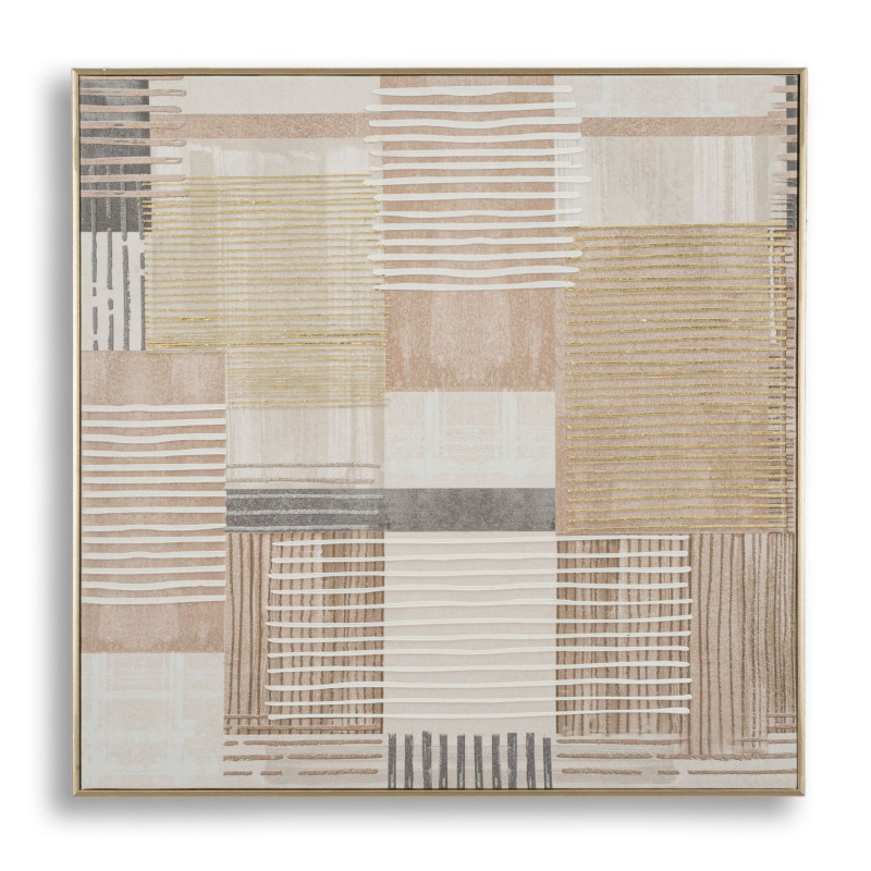 IMPRESSION PEINTE SUR TOILE LIGNES AVEC CADRE -B- CM 60X3X60