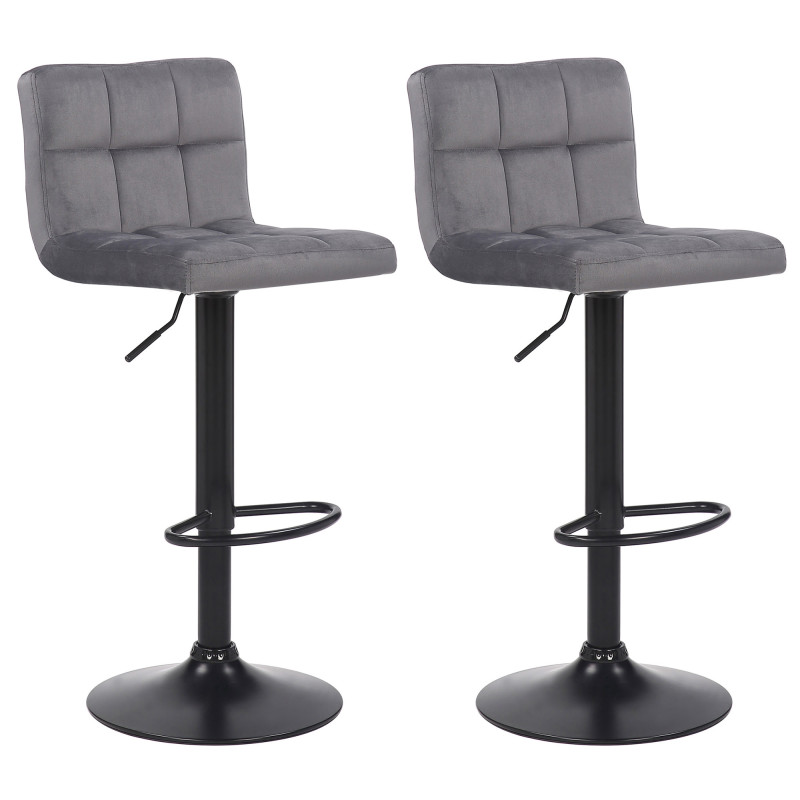 Lot de 2 tabourets de bar en velours Feni gris