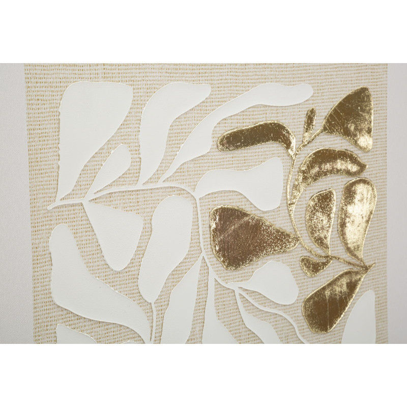 IMPRESSION PEINTE SUR TOILE DOREE AVEC CADRE -B- CM 50X3X70