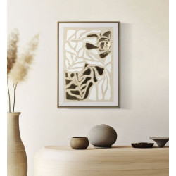 IMPRESSION PEINTE SUR TOILE DOREE AVEC CADRE -B- CM 50X3X70