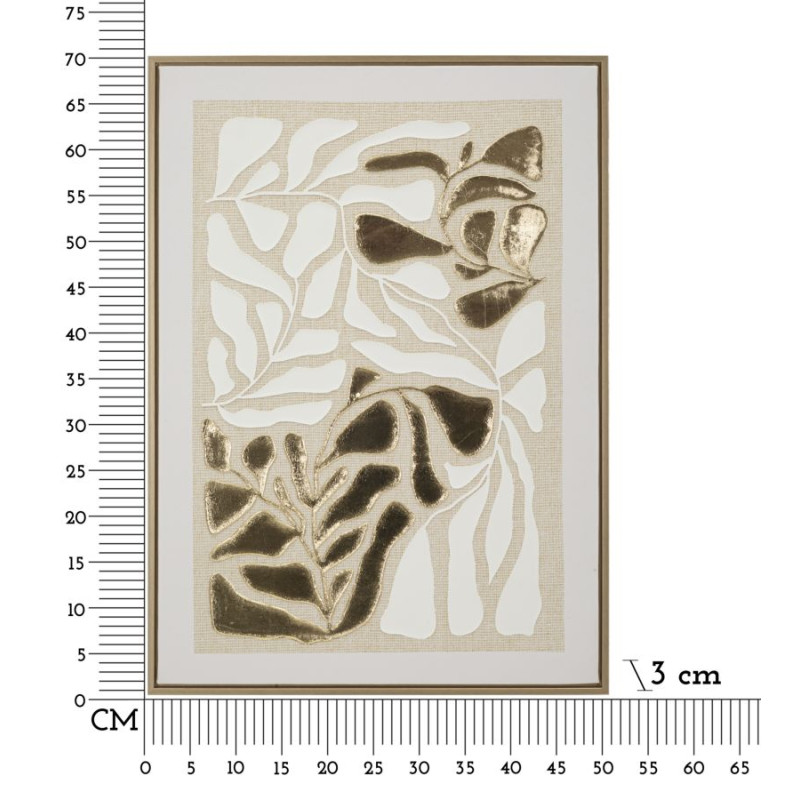 IMPRESSION PEINTE SUR TOILE DOREE AVEC CADRE -B- CM 50X3X70