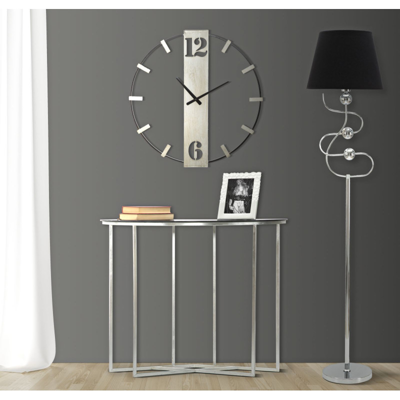 HORLOGE MURALE ARGENTÉE CM 61X4,5X63
