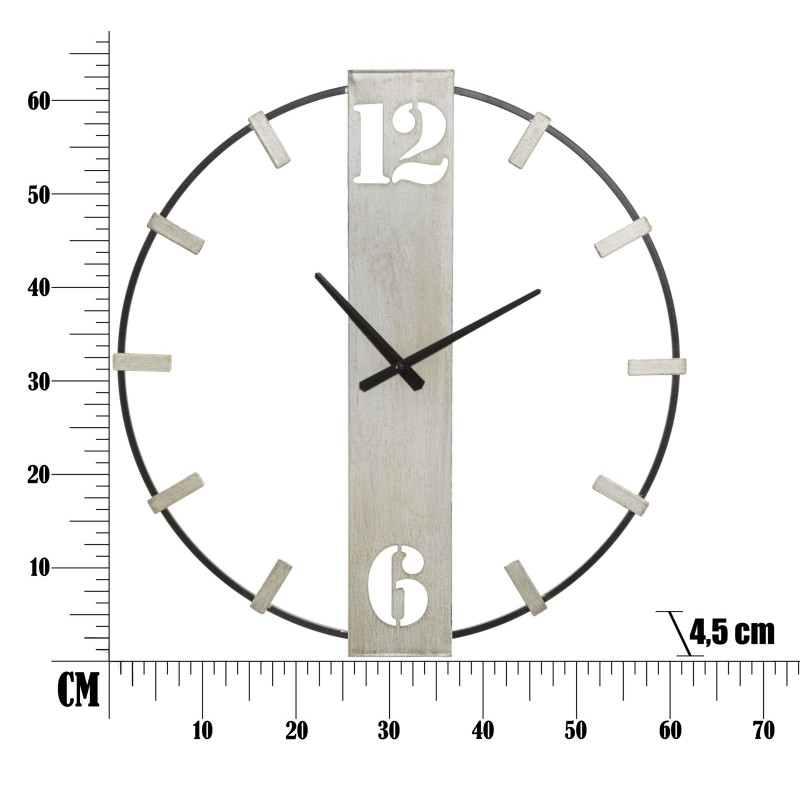 HORLOGE MURALE ARGENTÉE CM 61X4,5X63