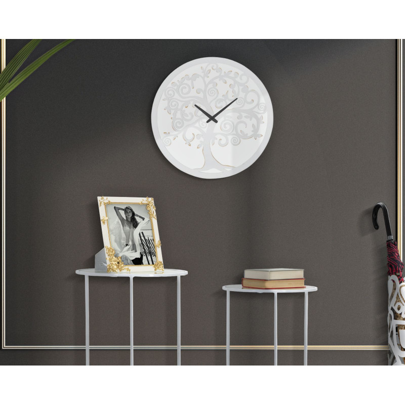 HORLOGE MURALE ARBRE BLANC CM Ø 55X4,5